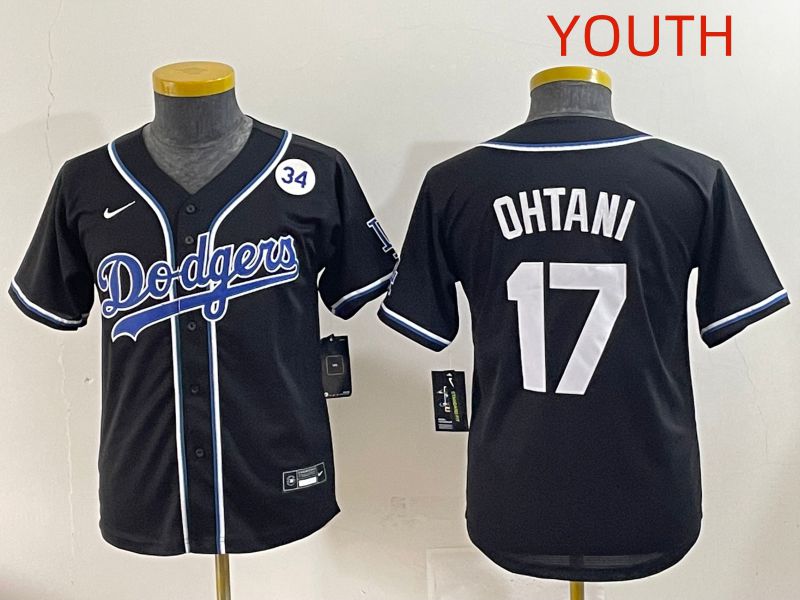 Youth 2025 Los Angeles Dodgers #17 Ohtani Black Three generations Fashion Nike MLB Jersey style 10->youth mlb jersey->Youth Jersey
